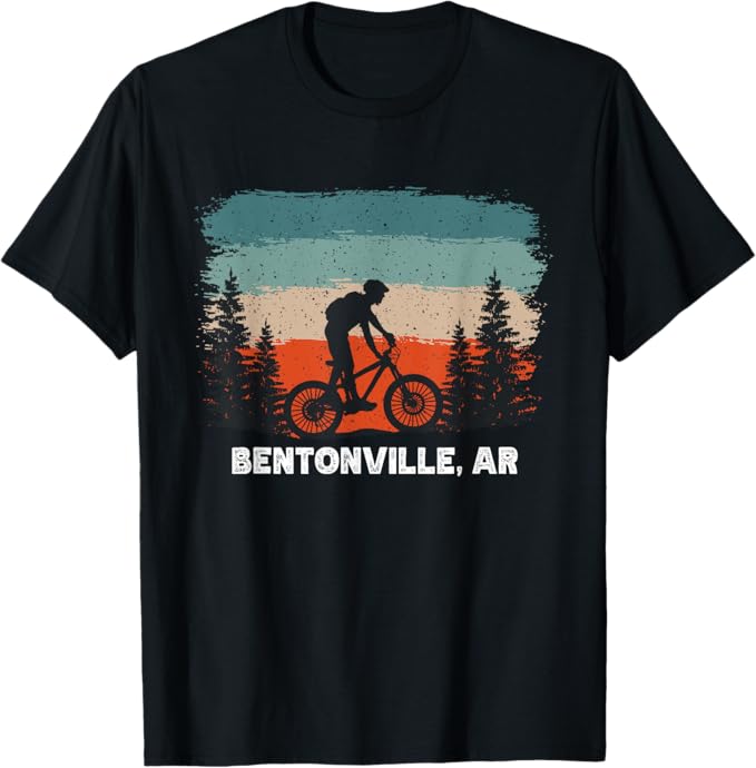 Mountain Bike Retro Sunset Vintage Bentonville, AR T-Shirt
