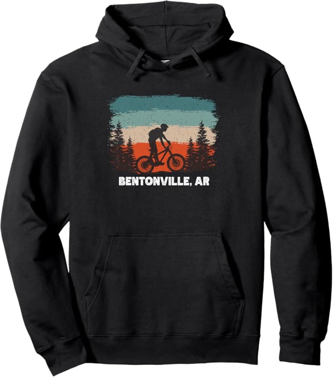 Mountain Bike Retro Sunset Vintage Bentonville, AR Pullover Hoodie